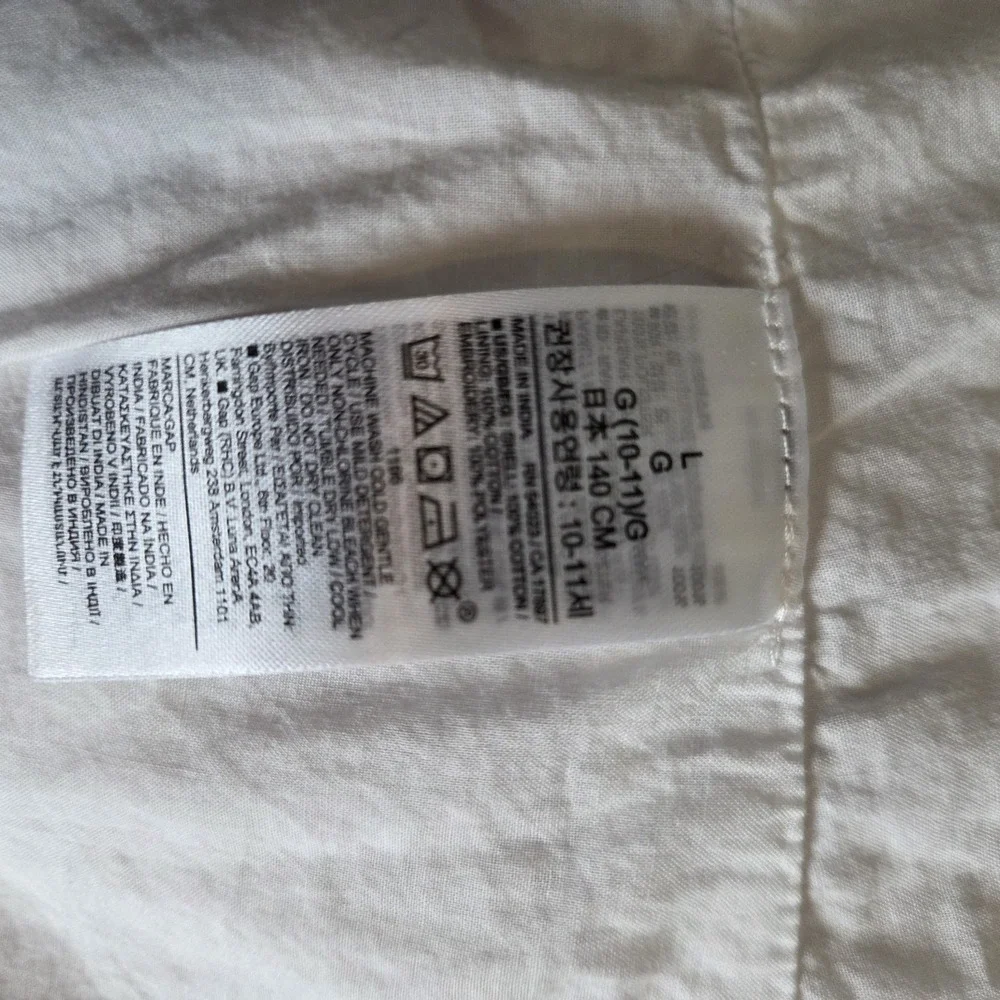 Gap x DOEN Girls Dress Size 10-11 White Eyelet Cotton Midi Tiered Cottagecore